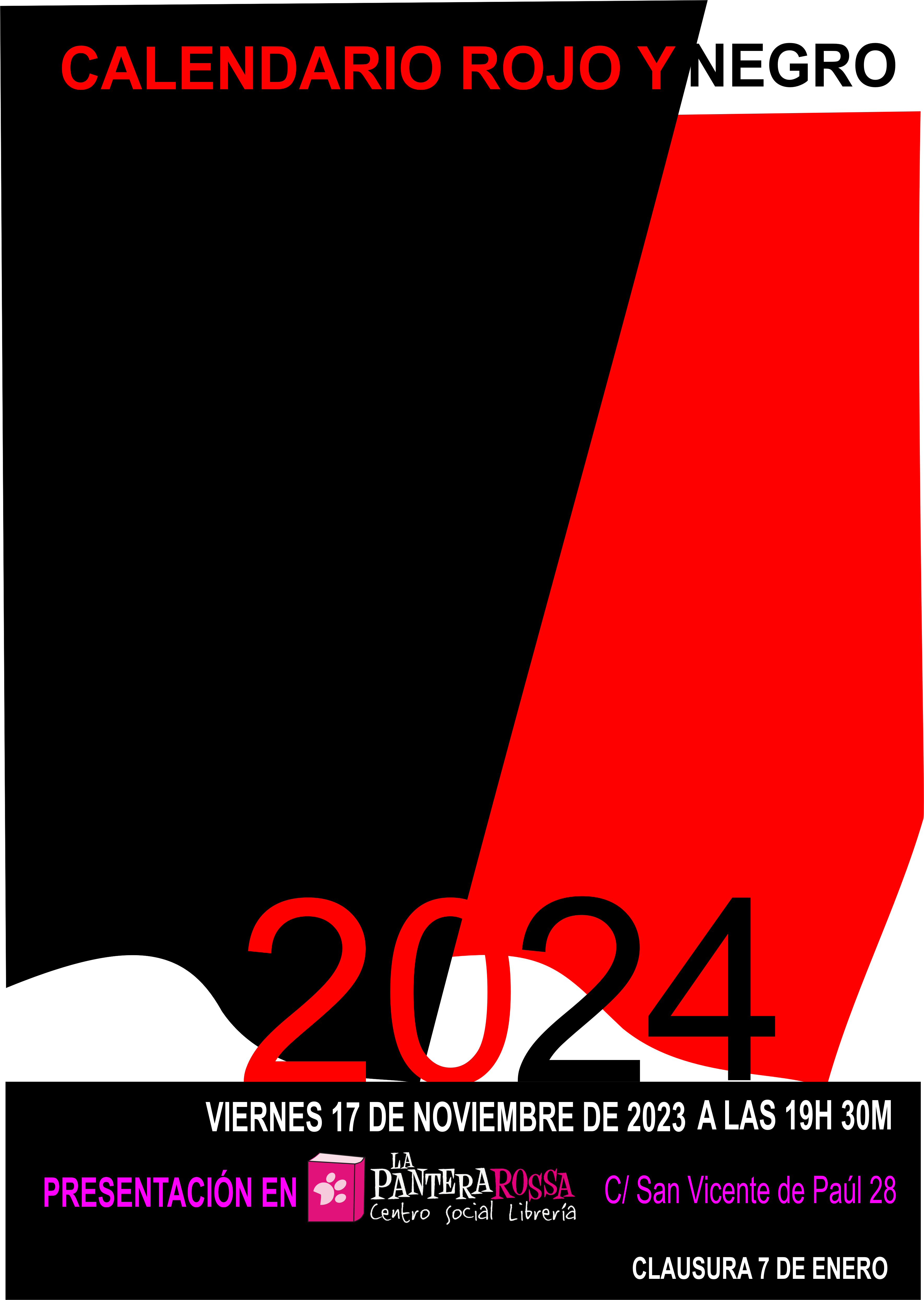 Calendario Rojo y Negro 2023